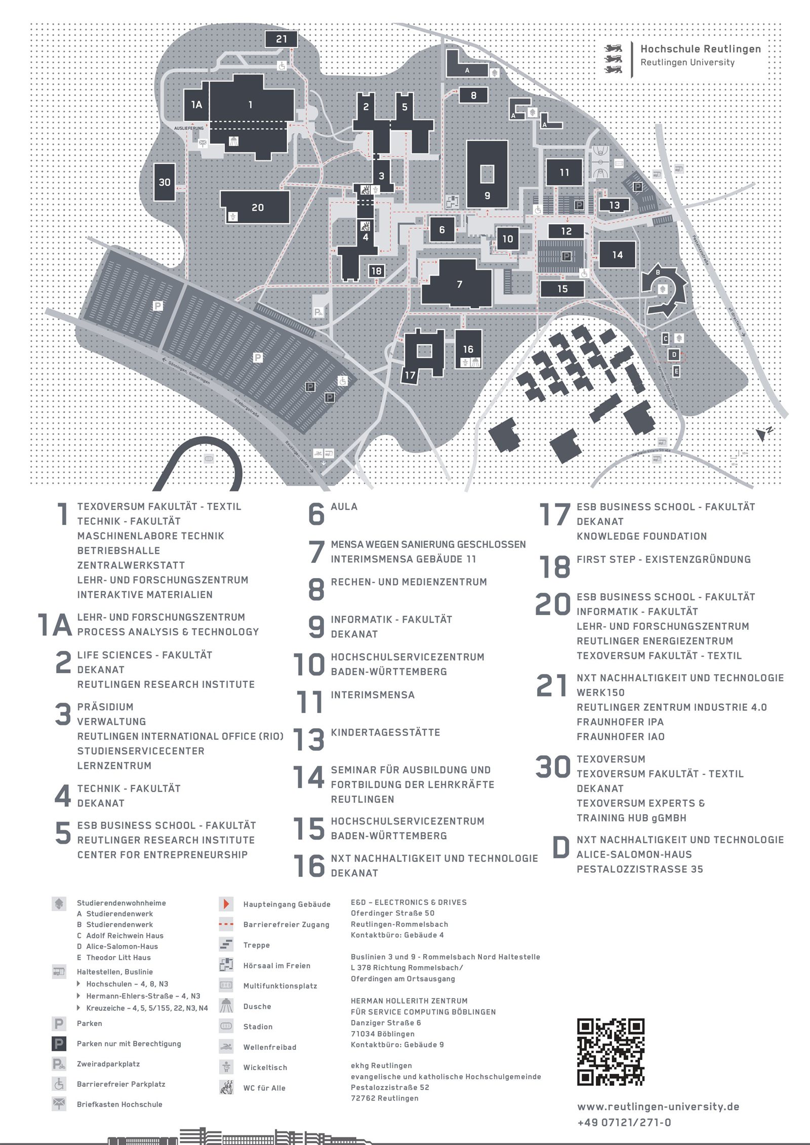 Campusplan Hochschule Reutlingen